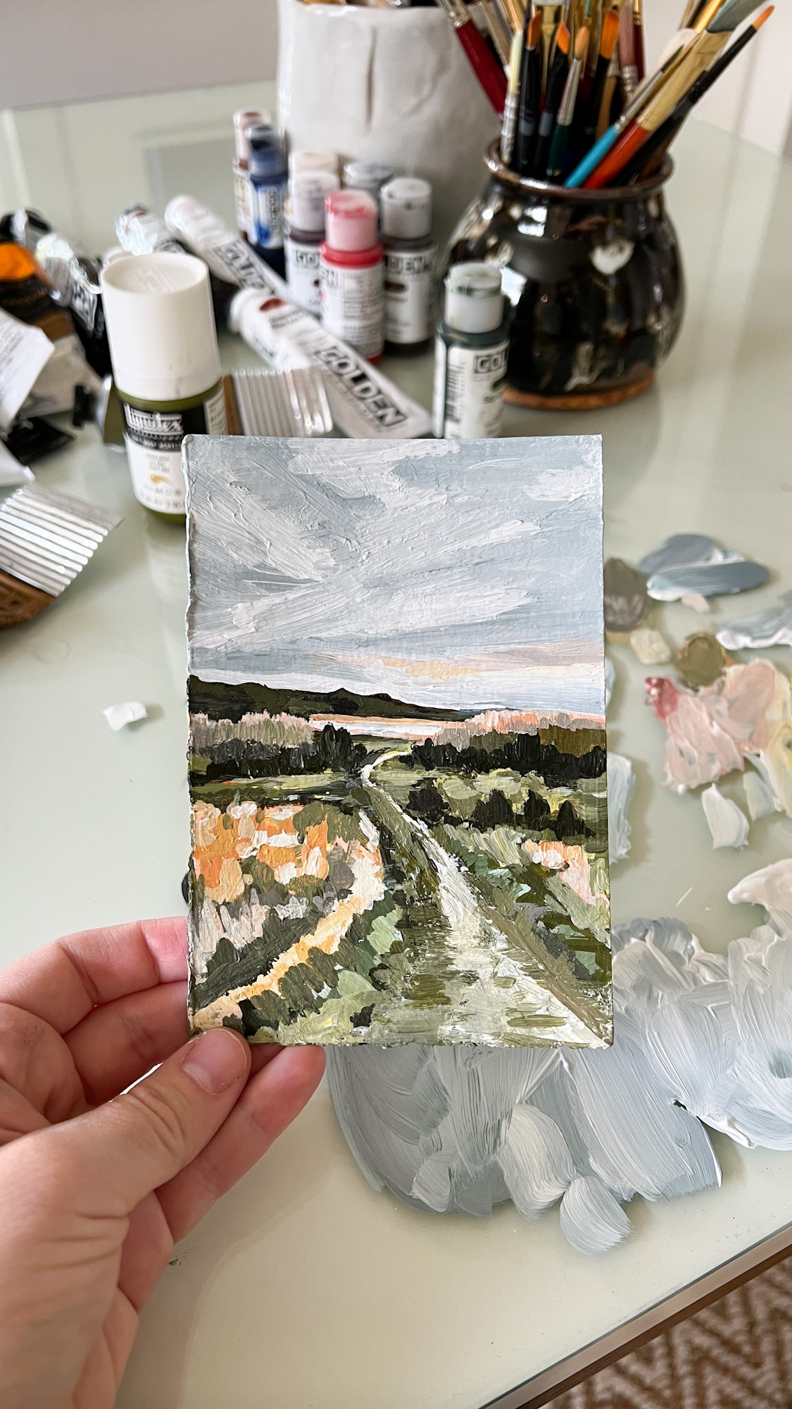 Framed "Sea Trail" Tiny Landscape Original Painting