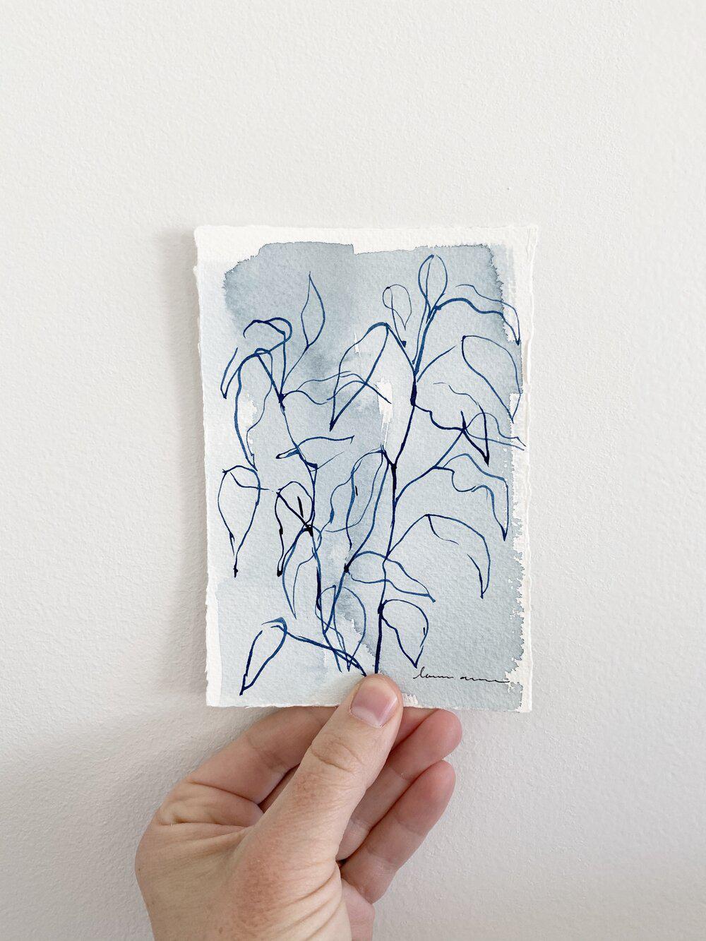 Blue Botanical Blind Contour 3