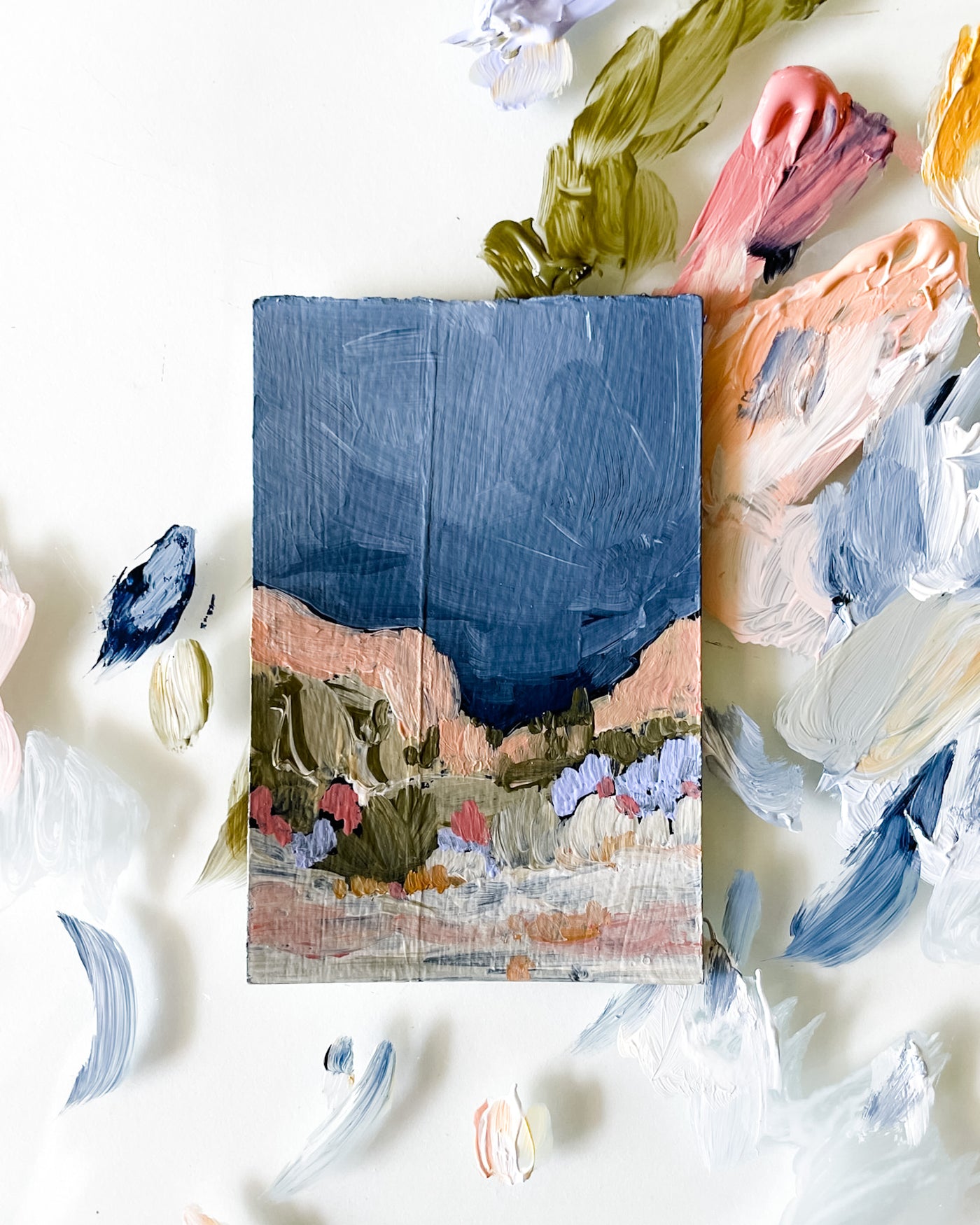 Teeny Tiny "Joshua Tree Rainy Morning" Original Acrylic Landscape