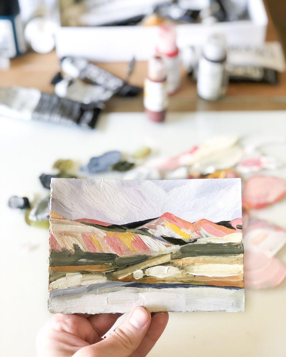 Tiny Pink Mountain Landscape