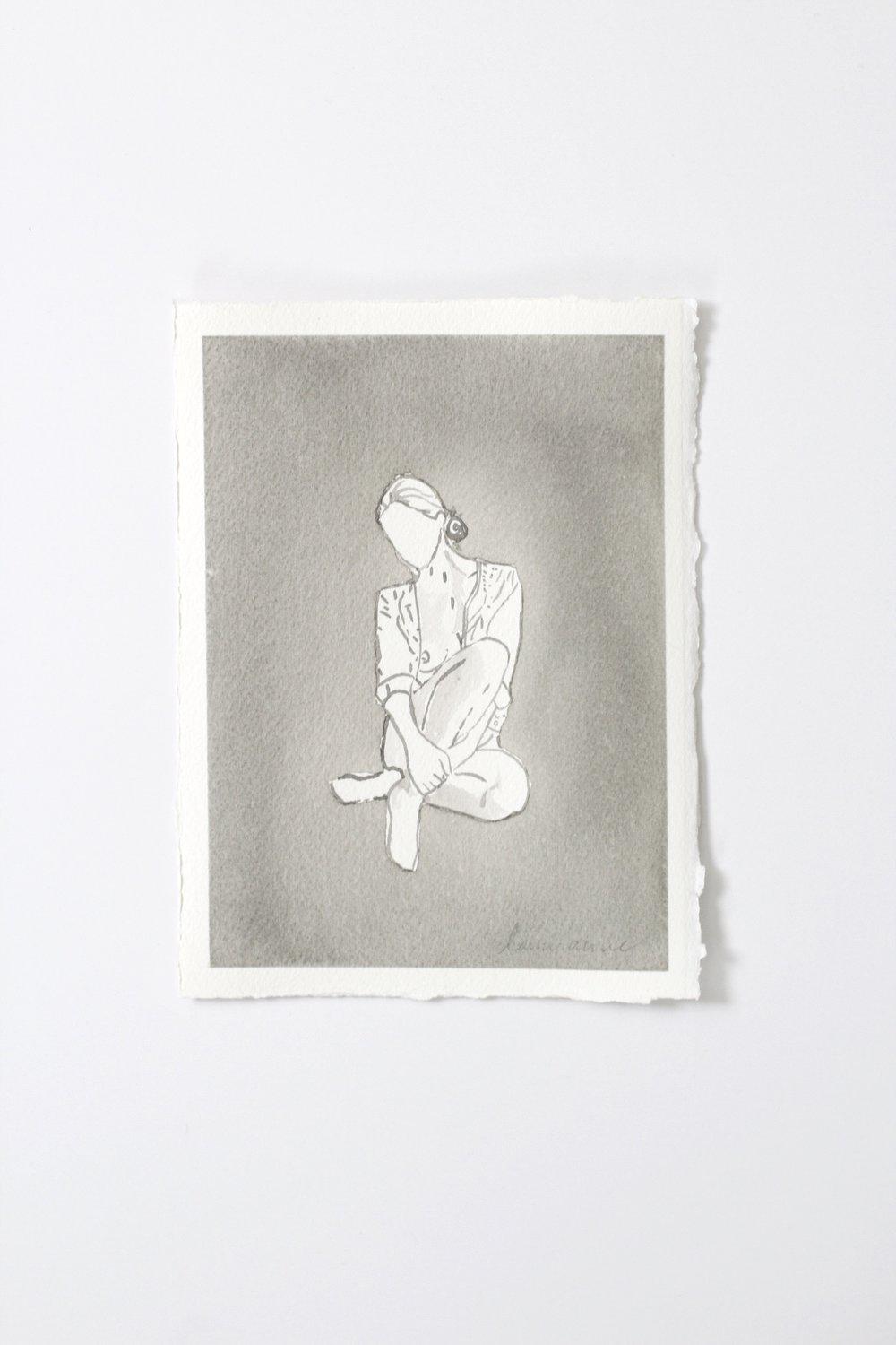 Grey Lady Sitting on the Ground