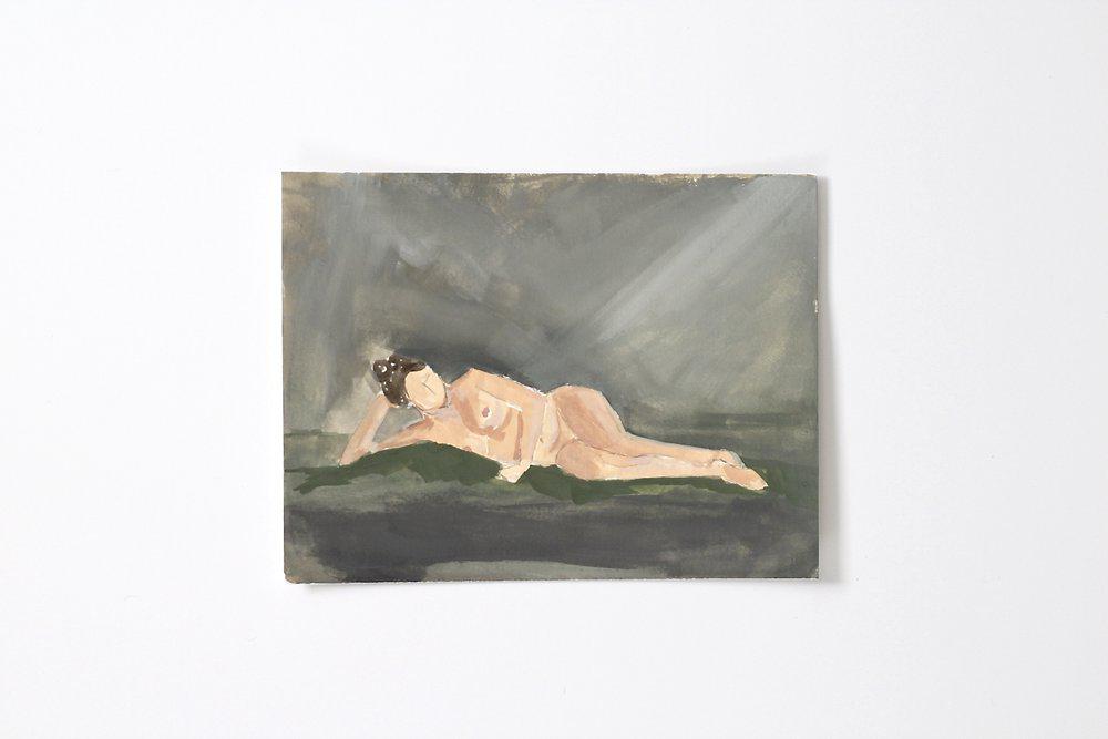 "Dark Laying Lady" Gouache Painting 6x8