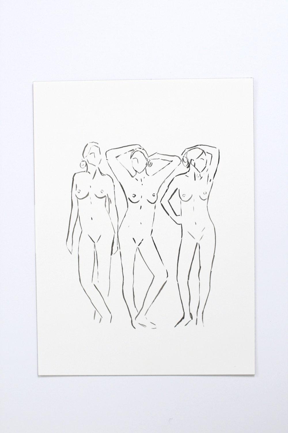 "Original Contour" Ink Drawing 9x12