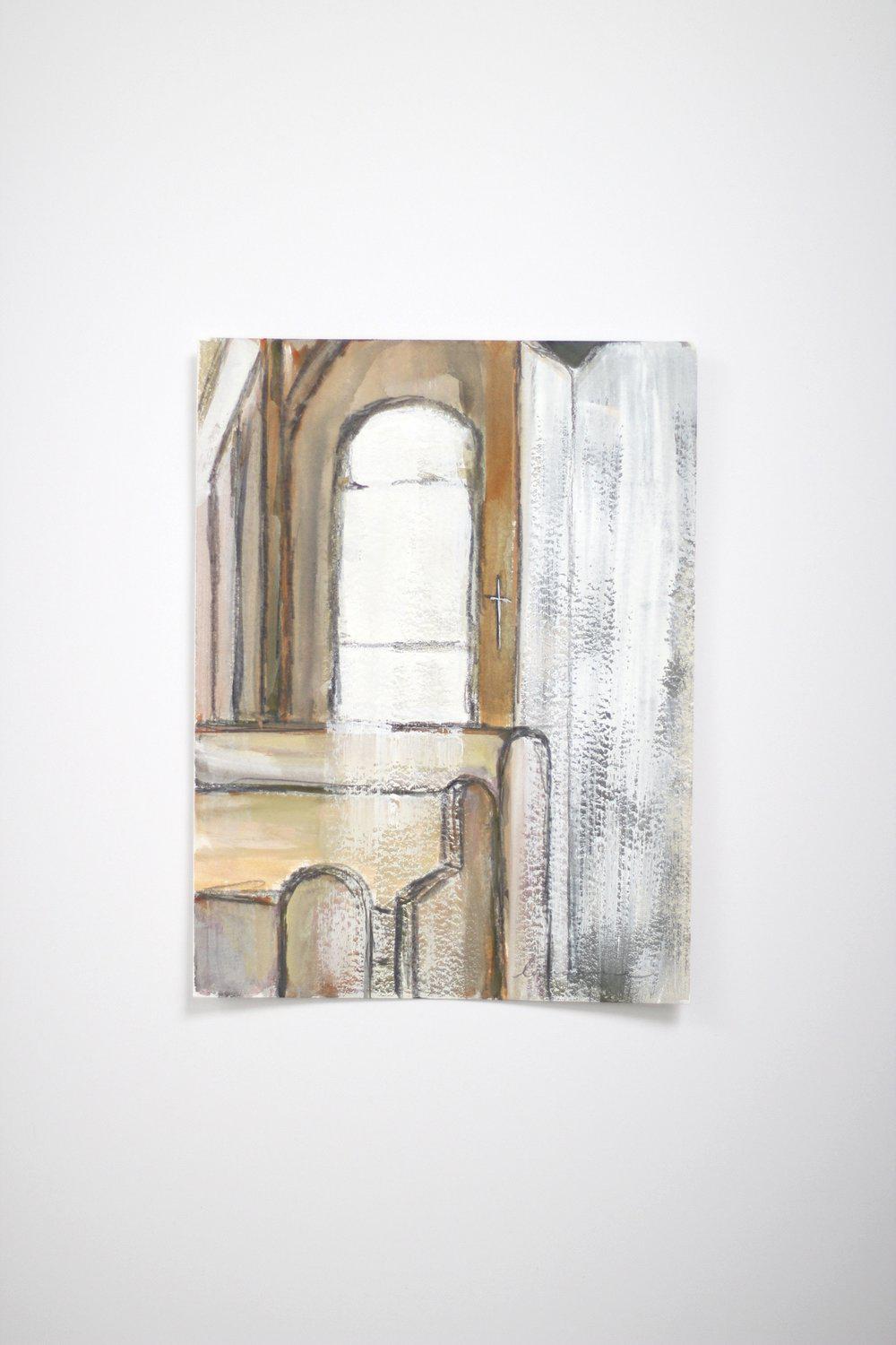 "Bluff Chapel 6" Gouache Painting 6x8