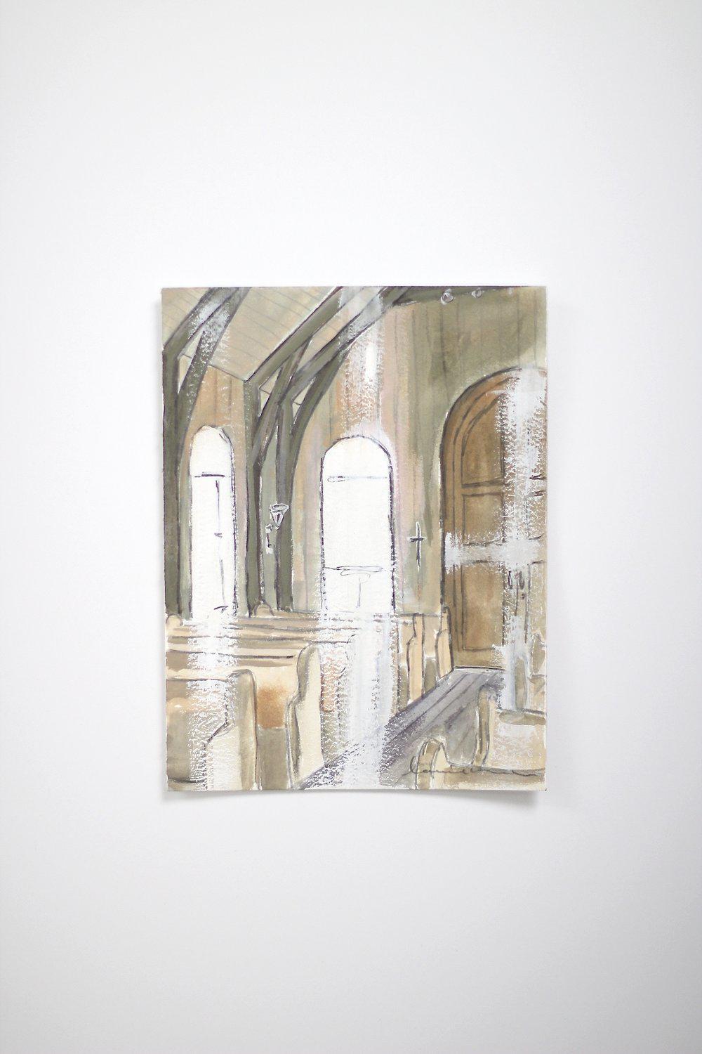 "Bluff Chapel 3" Gouache Painting 6x8