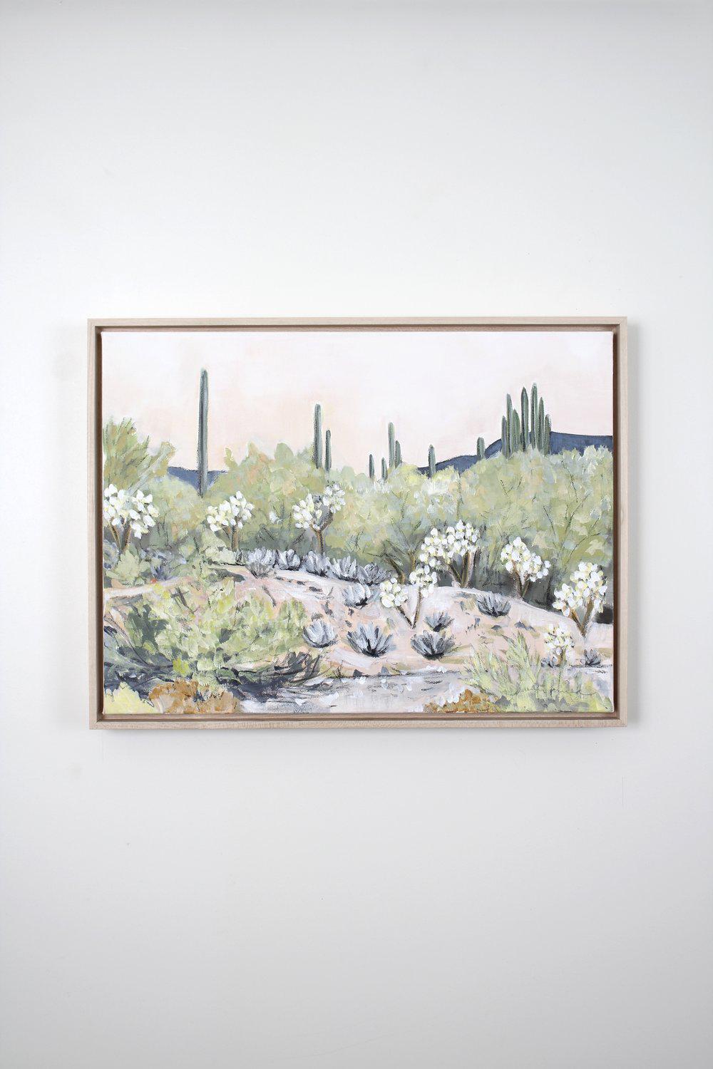 "Peach Desert Sunrise" Framed Acrylic Painting 18x24