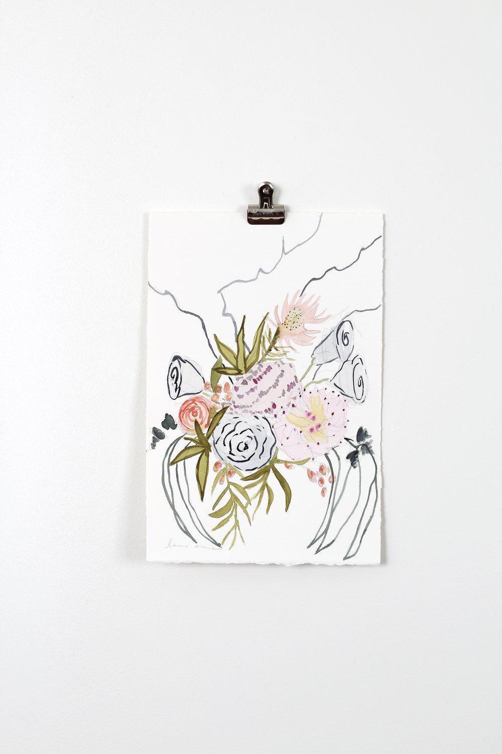 "Spanish Blooms 7" Watercolor Painting 7.5x11.25