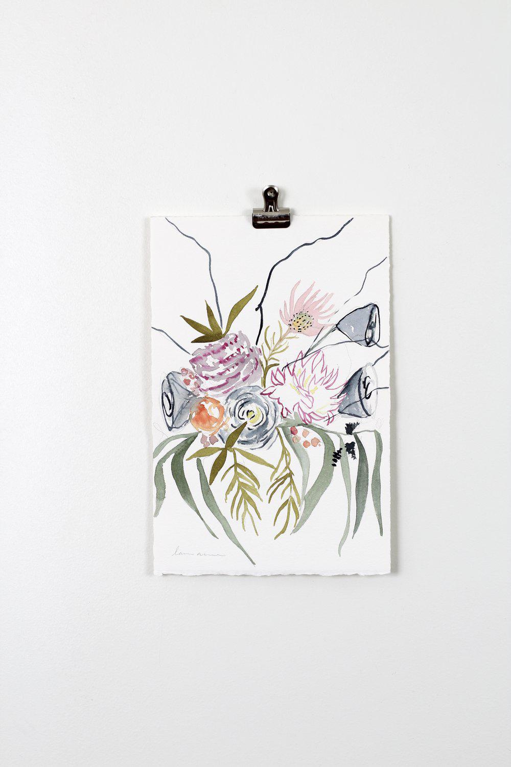 "Spanish Blooms 8" Watercolor Painting 7.5x11.25