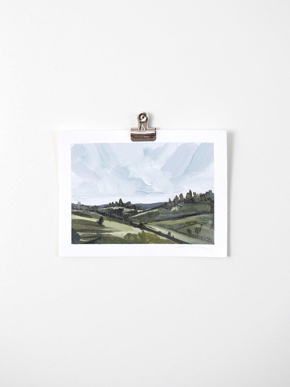 "Rolling Italian Hills" Acrylic Painting 6x8